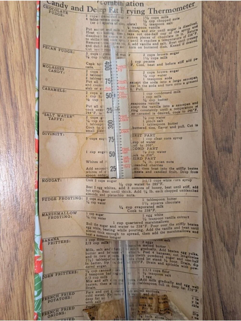 Vintage Combination Candy & Deep Fat Frying Thermometer With Strawberry Pattern